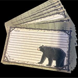 NEW black bear recipe cards 3x5” made in the USA, 24